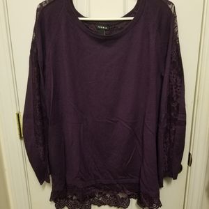 Torrid Size 0 Open Tulip Back Purple Lace Sweater